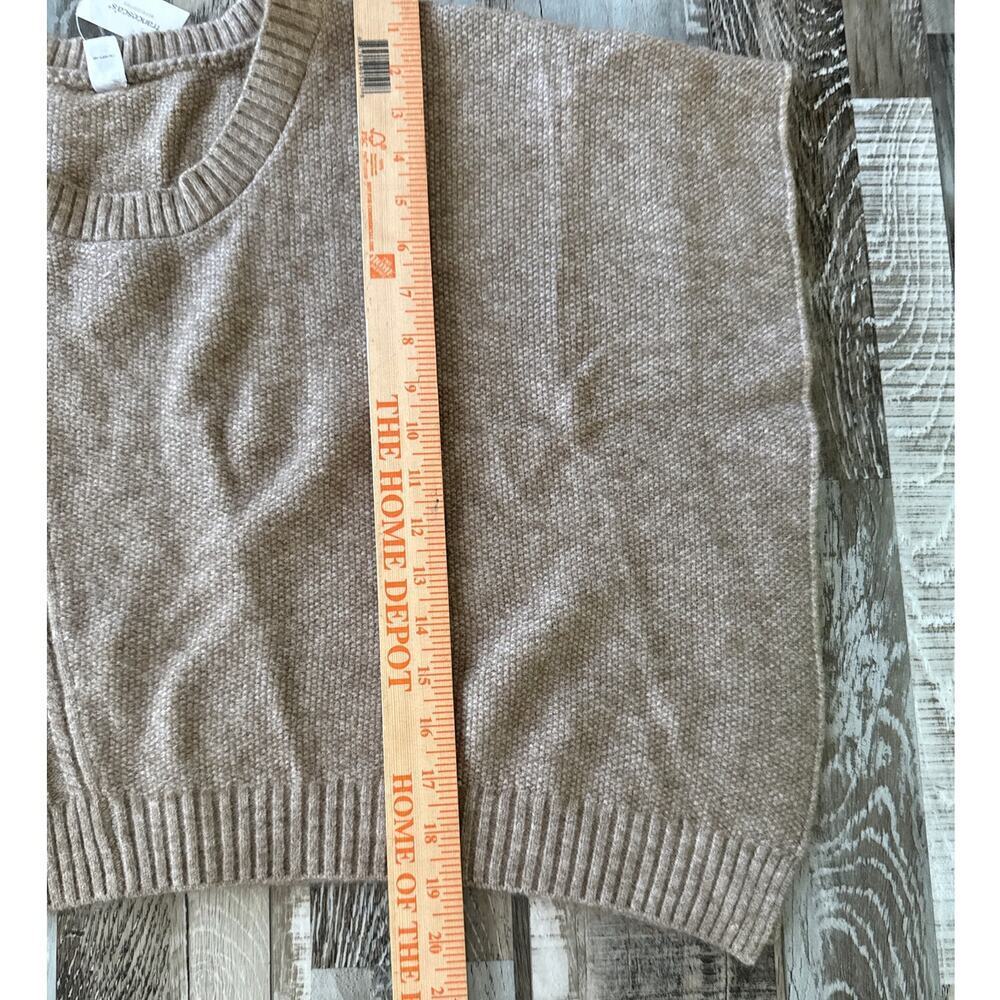 Francesca's Boho Poncho Sweater Fringe Cable Knit L/XL Tan Taupe Boho Chic Cozy - Picture 8 of 8